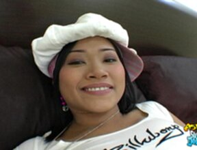 Tun raises top and short skirt and has shaved pussy fucked and cum in mouth