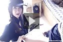 Policewoman Minie Ice strips suspect and sucks his cock
